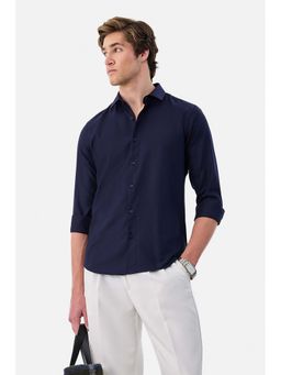Snitch - Navy Blue Full Sleeves Slim Formal Luxe Shirt for Men