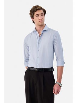 Snitch - Light Blue Solid Full Sleeves Slim Formal Shirt for Men
