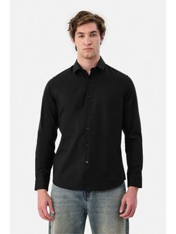 Snitch - Black Solid Full Sleeves Slim Shirt for Men