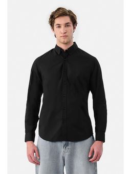 Snitch - Black Solid Full Sleeves Slim Casual Shirt for Men