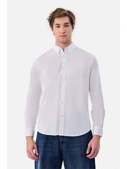 Snitch - White Solid Full Sleeves Slim Casual Shirt for Men