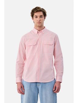 Snitch - Pink Gingham Full Sleeves Regular Casual Shirt for Men