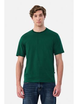 Snitch - Dark Green Solid Half Sleeves Regular Casual T-shirt for Men
