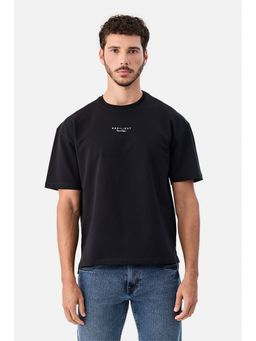 Snitch - Black Half Sleeves Oversized Casual T-shirt for Men