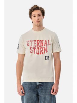 Snitch - Off-White Graphic Half Sleeves Regular Casual T-shirt for Men