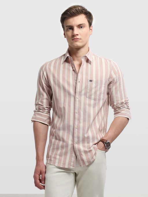 Arrow Sports Men's Vertical Striped Sage and Sun Shirt