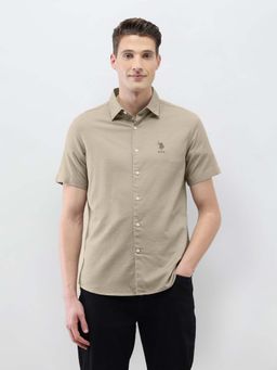 U.S. Polo Assn. Denim Co. - Men's Brown Solid Motel On The Coast Shirt