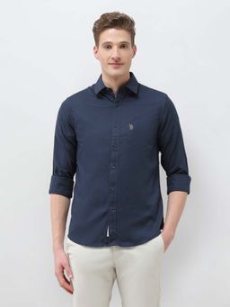 U.S. POLO ASSN. - Men's Navy Blue New Port Marina Dobby Shirt