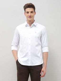 U.S. POLO ASSN. - Men's White Solid Tailored Fit Shirt