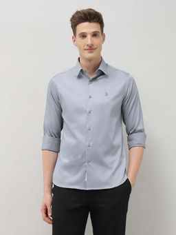 U.S. POLO ASSN. - Men's Grey Solid Tailored Fit Shirt