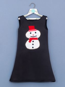 Pink Cow - Christmas Dress with Snowman