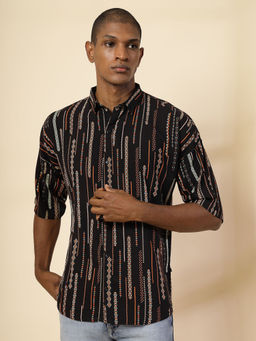 RIGO - Men Black Ethnic Oversized Printed Shirt