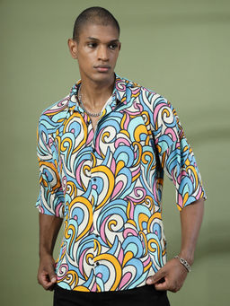 RIGO - Men Multi-Coloured Oversized Printed Shirt