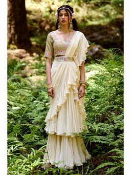Paulmi & Harsh - Melanie Pre Draped Saree with Stitched Blouse and Belt