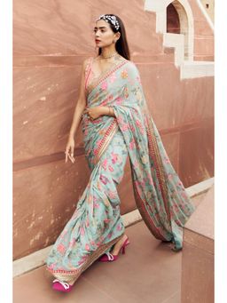 Paulmi & Harsh - Indie Electric Pre Draped Saree with Stitched Blouse