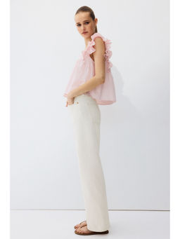 H&M - Women Cream Straight High Jeans