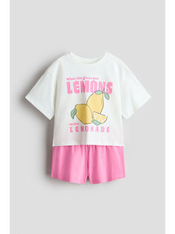 H&M - Girls White Cotton T-Shirt & Shorts