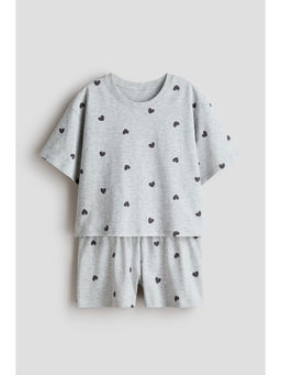 H&M - Girls Grey Cotton T-Shirt & Shorts