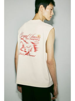 H&M - Men White Loose Fit Printed Tank Top