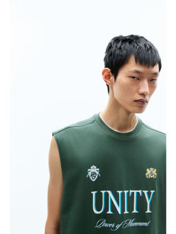 H&M - Men Green Loose Fit Printed Tank Top