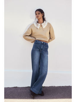 H&M - Women Blue Wide High Waist Jeans