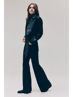 H&M - Women Black Wide High Waist Jeans