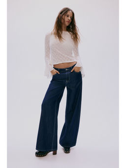H&M - Women Blue Wide Regular Waist Jeans