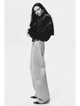 H&M - Women Grey Barrel Leg High Waist Jeans