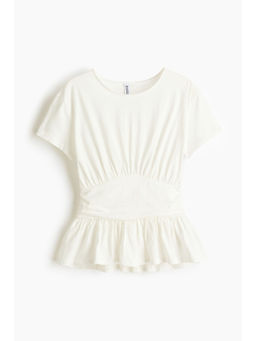 H&M - Women White Jersey Peplum Top