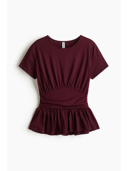 H&M - Women Maroon Jersey Peplum Top