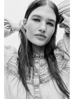 H&M - Women Blue Denim-Look Cotton Shirt