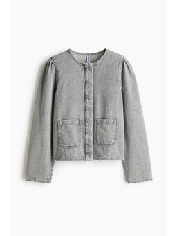 H&M - Women Grey Puff-Sleeved Denim Jacket