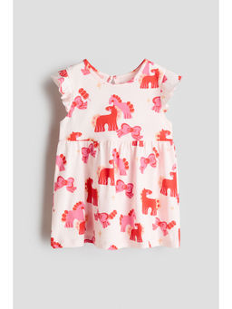 H&M - Girls Pink Printed Cotton Dress