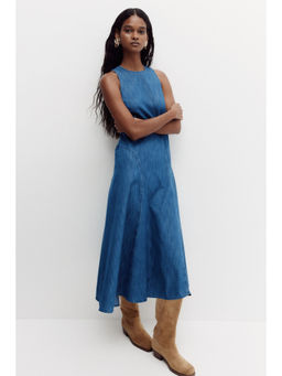 H&M - Women Blue Open-Back Denim Dress