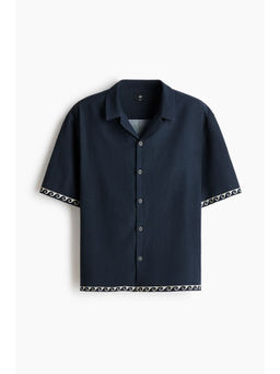 H&M - Men Black Relaxed Fit Cotton Resort Shirt