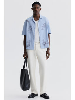 H&M - Men Blue Relaxed Fit Cotton Resort Shirt