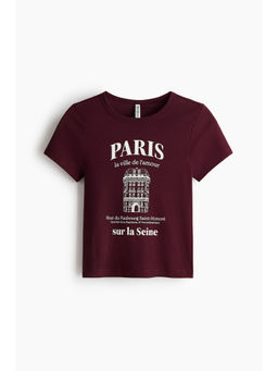 H&M - Women Red Print-Motif T-Shirt