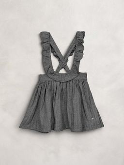 CHERRY CRUMBLE BY NITT HYMAN - Grey Solid Slaty Shrill-Frill Dress