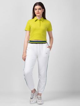 Spykar - Women Butter Yellow Blended Slim Fit Polo Neck Crop Top