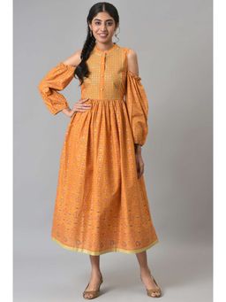 Aurelia - Yellow Cambric Printed Dress