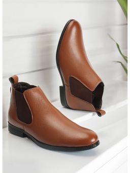 Carlton London - Mens Tan Color Solid Chelsea Boots