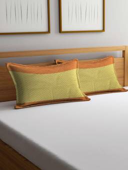 ARRABI - Orange Geometric Cotton Pillow Covers (Pack of 2)