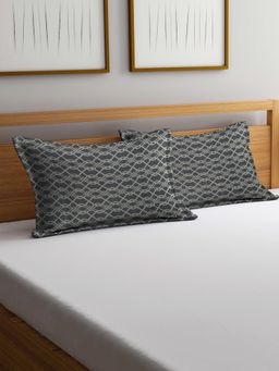 ARRABI - Grey Geometric Cotton Pillow Covers (Pack of 2)