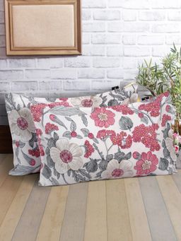 ARRABI - Multi-Color Floral Polycotton Pillow Covers (Pack of 2)