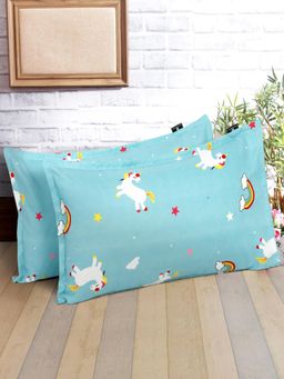 ARRABI - Aqua Graphic Polycotton Pillow Covers (Pack of 2)