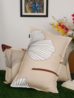 ARRABI - Brown Floral Polycotton Pillow Covers (Pack of 2)