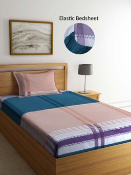ARRABI - Multi-Color Geometric Polycotton Single Bedsheet with Pillow Cover