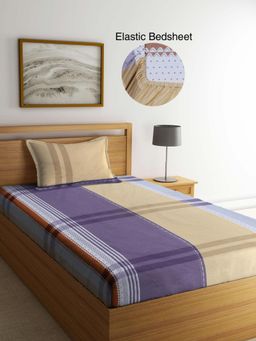 ARRABI - Multi-Color Geometric Polycotton Single Bedsheet with Pillow Cover
