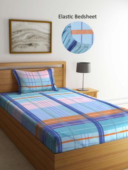 ARRABI - Multi-Color Geometric Polycotton Single Bedsheet with Pillow Cover