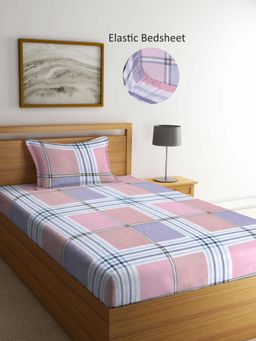 ARRABI - Multi-Color Geometric Polycotton Single Bedsheet with Pillow Cover